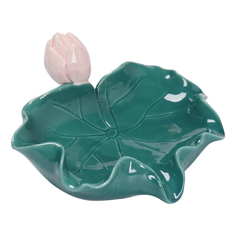 Lotus Ceramic Soap Dish Holder – Elegant Bathroom Decor Tray for Home, Modern Vanity Organizer, Minimalist Office Desk Ornament